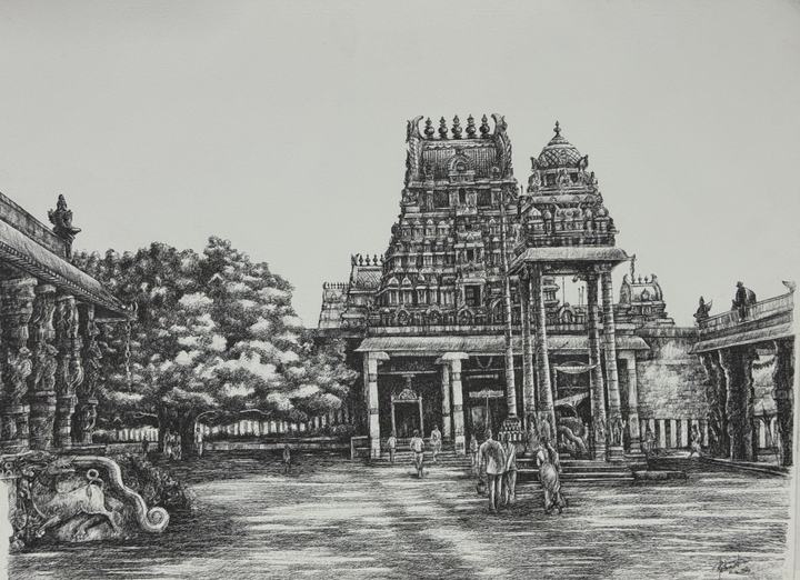 Courtyard of Kanchipuram Sri Varadharaja Perumal Temple