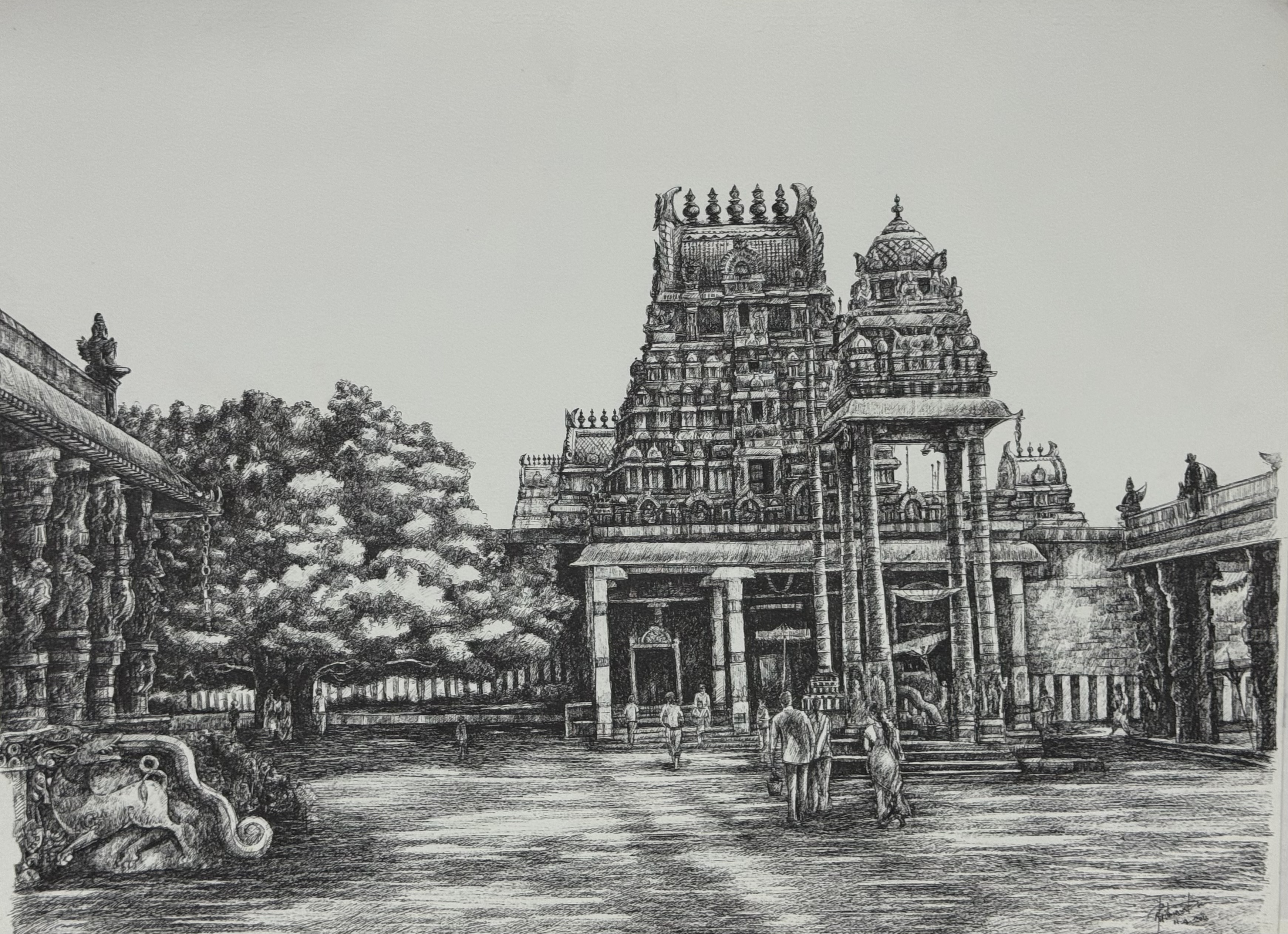 Courtyard of Kanchipuram Sri Varadharaja Perumal Temple
