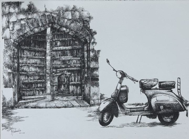 Vintage Door & Scooty