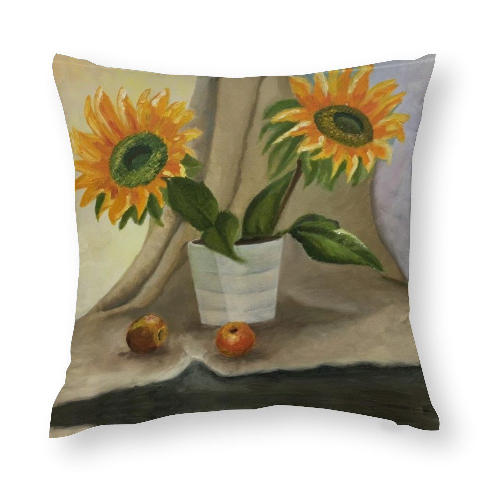 Sunflower Pot Cushion Cover